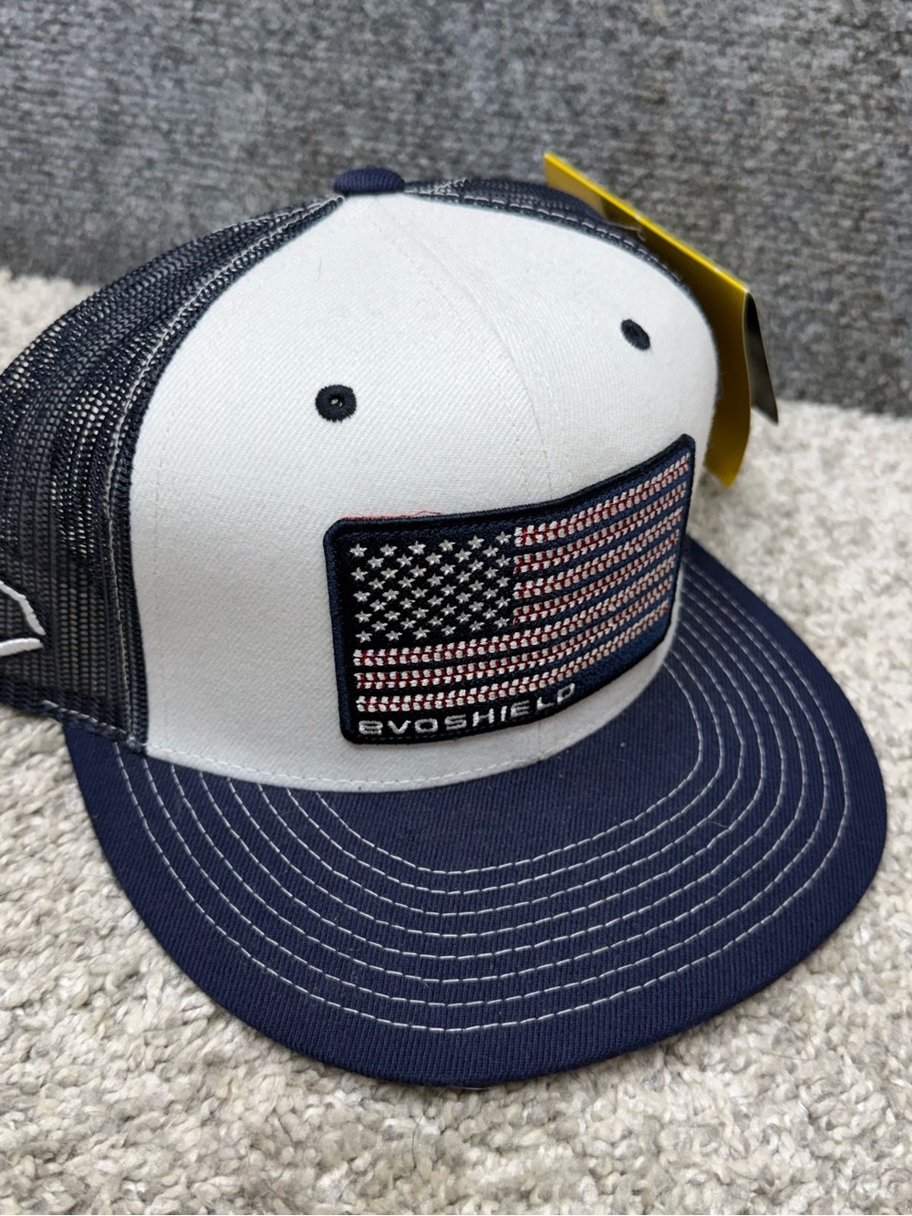 Evoshield snapback hat cap American flag blue white trucker unisex adult